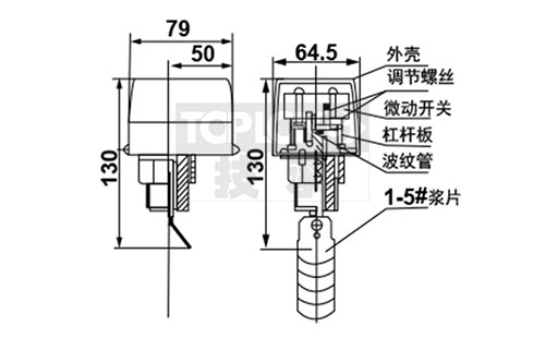 HFS靶式水流开关尺寸图